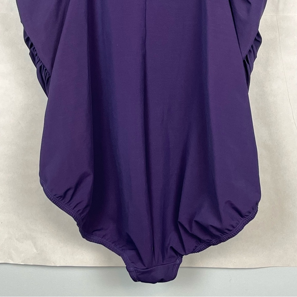 Lands End Women's SlenderSuit Grecian Low Leg 1 Piece Swimsuit, Blackberry, 20W - Picture 7 of 10
